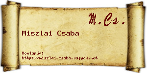 Miszlai Csaba névjegykártya